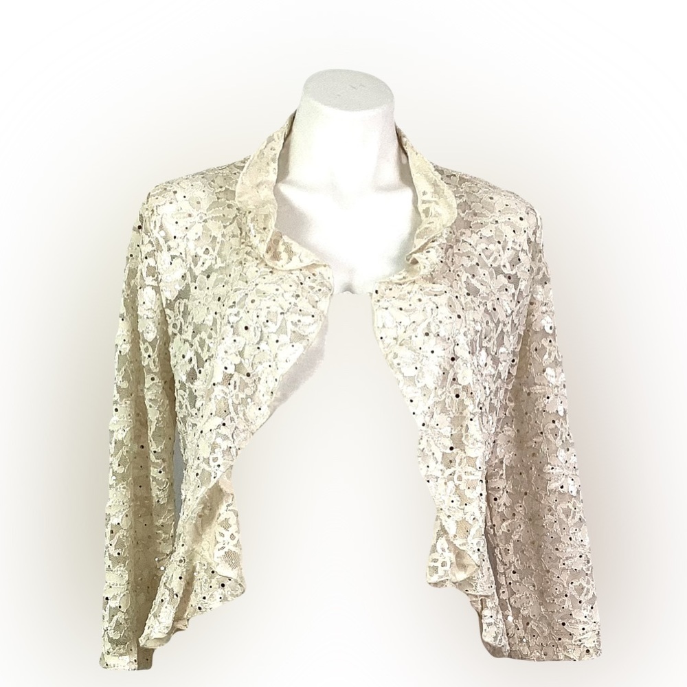 Connected apparel - lace /sequin shrug